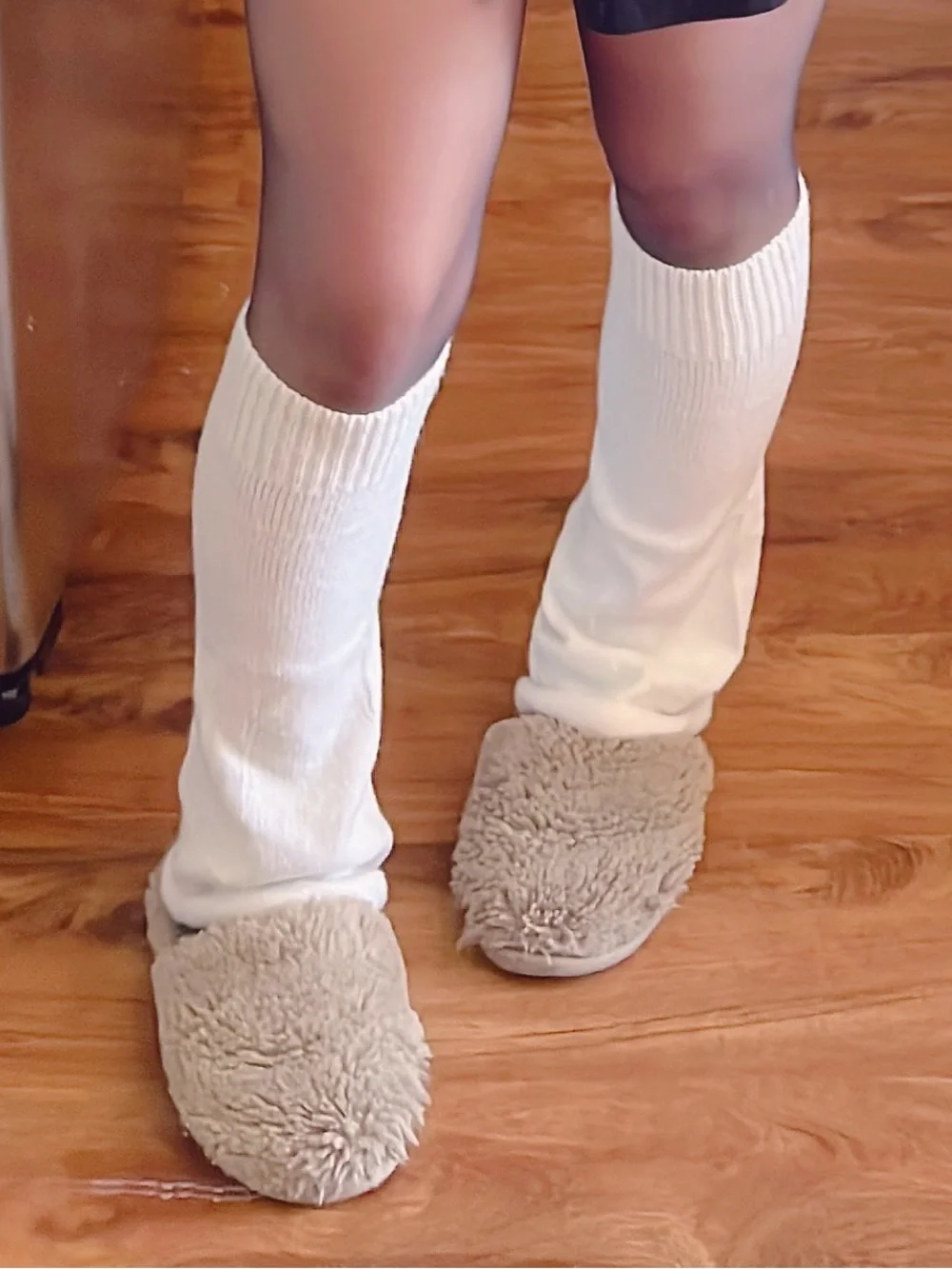 Soft Cream Knit Leg Warmers